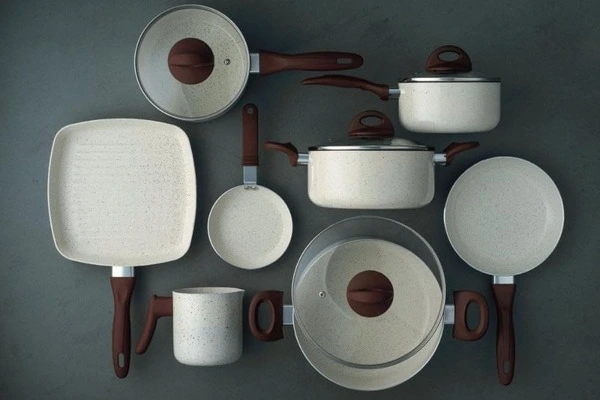 Conjunto Panelas de Brinox 8Pcs Ceramic Life Smart Plus, Vanilla