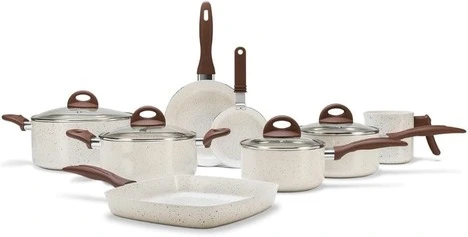 Brinox, Conjunto Panelas, 8Pcs Ceramic Life Smart Plus, Vanilla