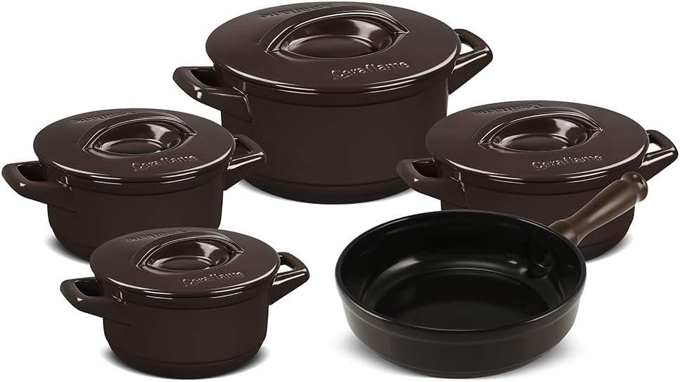 Ceraflame Conjunto Panelas de Cerâmica Duo Smart 5 Peças Pomodoro Chocolate