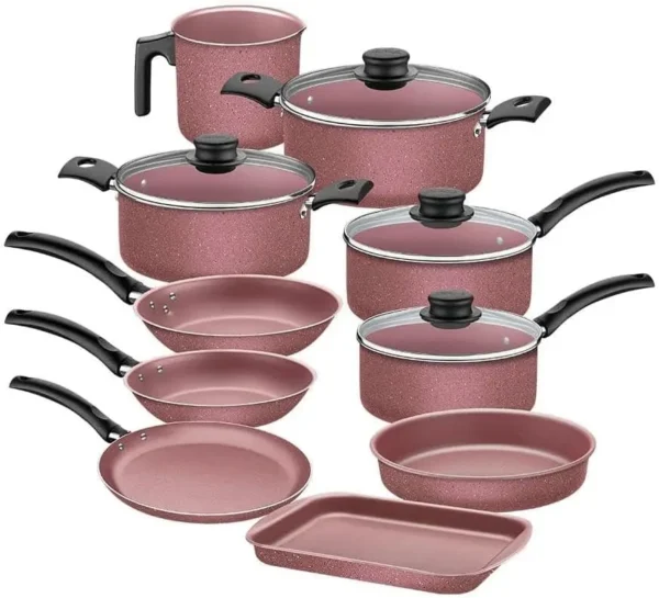 Jogo de Panelas Antiaderente Turim 10 Pç Rosa